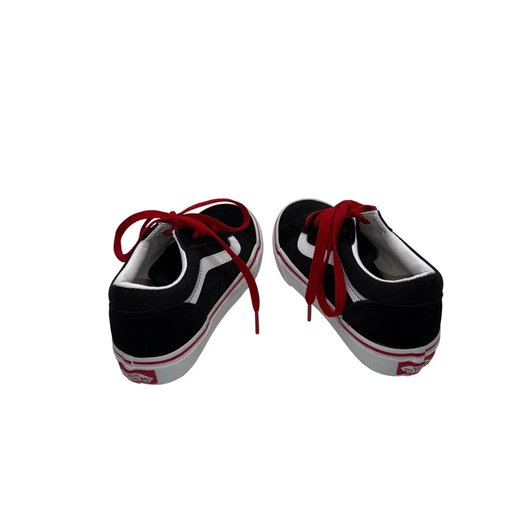 Vans Old Skool Kids Black White Red Lace Skate Shoes Sneakers 721454 Size 2
